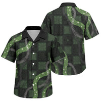 Hawaiian Quilt Family Matching Long Sleeve Bodycon Dress and Hawaiian Shirt Pele Hair Hinahina Lei Black Version LT05 Son's Shirt Black - Polynesian Pride