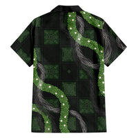Hawaiian Quilt Family Matching Off Shoulder Maxi Dress and Hawaiian Shirt Pele Hair Hinahina Lei Black Version LT05 - Polynesian Pride