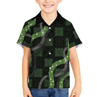Hawaiian Quilt Family Matching Puletasi and Hawaiian Shirt Pele Hair Hinahina Lei Black Version LT05 Son's Shirt Black - Polynesian Pride