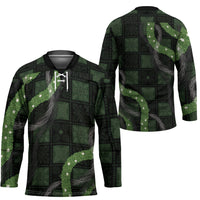 Hawaiian Quilt Hockey Jersey Pele Hair Hinahina Lei Black Version