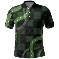 Hawaiian Quilt Polo Shirt Pele Hair Hinahina Lei Black Version LT05 Black - Polynesian Pride