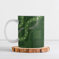 Hawaiian Quilt Ceramic Mug Pele Hair Hinahina Lei Green Version