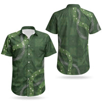 Hawaiian Quilt Couples Matching Off Shoulder Maxi Dress and Hawaiian Shirt Pele Hair Hinahina Lei Green Version LT05 - Polynesian Pride