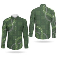 Hawaiian Quilt Couples Matching Tank Maxi Dress and Long Sleeve Button Shirt Pele Hair Hinahina Lei Green Version LT05 - Polynesian Pride