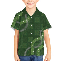 Hawaiian Quilt Family Matching Off Shoulder Short Dress and Hawaiian Shirt Pele Hair Hinahina Lei Green Version LT05 Son's Shirt Green - Polynesian Pride