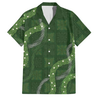 Hawaiian Quilt Family Matching Short Sleeve Bodycon Dress and Hawaiian Shirt Pele Hair Hinahina Lei Green Version LT05 Dad's Shirt - Short Sleeve Green - Polynesian Pride