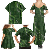 Hawaiian Quilt Family Matching Summer Maxi Dress and Hawaiian Shirt Pele Hair Hinahina Lei Green Version LT05 Mom's Dress Green - Polynesian Pride