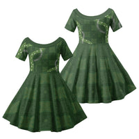 Hawaiian Quilt Family Matching Summer Maxi Dress and Hawaiian Shirt Pele Hair Hinahina Lei Green Version LT05 Daughter's Dress Green - Polynesian Pride