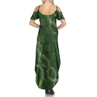 Hawaiian Quilt Family Matching Summer Maxi Dress and Hawaiian Shirt Pele Hair Hinahina Lei Green Version LT05 - Polynesian Pride