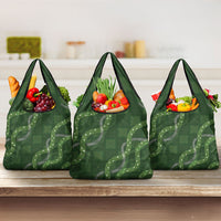 Hawaiian Quilt Grocery Bag Pele Hair Hinahina Lei Green Version
