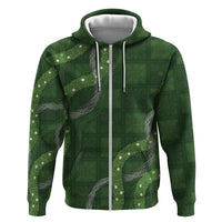 Hawaiian Quilt Hoodie Pele Hair Hinahina Lei Green Version LT05 Zip Hoodie Green - Polynesian Pride