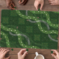 Hawaiian Quilt Puzzle Pele Hair Hinahina Lei Green Version