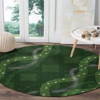 Hawaiian Quilt Round Carpet Pele Hair Hinahina Lei Green Version