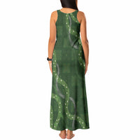 Hawaiian Quilt Tank Maxi Dress Pele Hair Hinahina Lei Green Version LT05 - Polynesian Pride