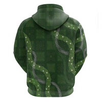 Hawaiian Quilt Zip Hoodie Pele Hair Hinahina Lei Green Version