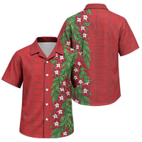 Tonga Language Week Family Matching Off The Shoulder Long Sleeve Dress and Hawaiian Shirt Heilala Floral Red LT05 Son's Shirt Red - Polynesian Pride