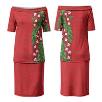 Tonga Language Week Family Matching Puletasi and Hawaiian Shirt Heilala Floral Red LT05 Mom's Dress Red - Polynesian Pride