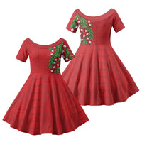Tonga Language Week Family Matching Short Sleeve Bodycon Dress and Hawaiian Shirt Heilala Floral Red LT05 Daughter's Dress Red - Polynesian Pride