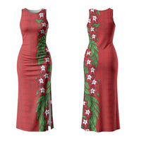 Tonga Language Week Family Matching Tank Maxi Dress and Hawaiian Shirt Heilala Floral Red LT05 Mom's Dress Red - Polynesian Pride