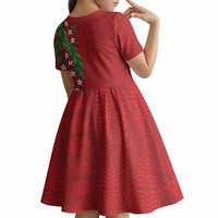 Tonga Language Week Kid Short Sleeve Dress Heilala Floral Red