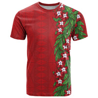 Tonga Language Week T Shirt Heilala Floral Red