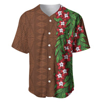 Tonga Language Week Baseball Jersey Heilala Floral Brown