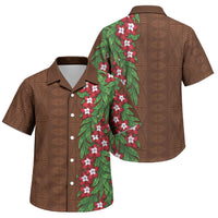 Tonga Language Week Family Matching Off Shoulder Short Dress and Hawaiian Shirt Heilala Floral Brown LT05 Son's Shirt Brown - Polynesian Pride