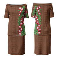 Tonga Language Week Family Matching Puletasi and Hawaiian Shirt Heilala Floral Brown LT05 Mom's Dress Brown - Polynesian Pride