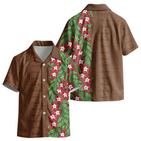 Tonga Language Week Kid Hawaiian Shirt Heilala Floral Brown LT05 - Polynesian Pride