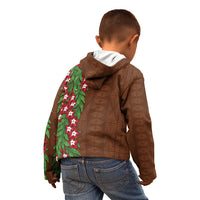 Tonga Language Week Kid Hoodie Heilala Floral Brown