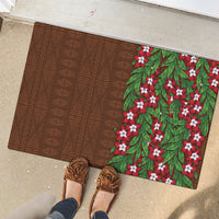 Tonga Language Week Rubber Doormat Heilala Floral Brown