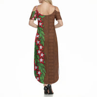Tonga Language Week Summer Maxi Dress Heilala Floral Brown LT05 - Polynesian Pride