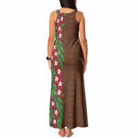 Tonga Language Week Tank Maxi Dress Heilala Floral Brown LT05 - Polynesian Pride
