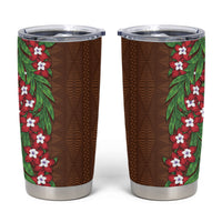 Tonga Language Week Tumbler Cup Heilala Floral Brown