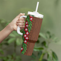 Tonga Language Week Tumbler With Handle Heilala Floral Brown