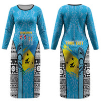 Personalised Malampa Fiji Day 2026 Couples Matching Long Sleeve Bodycon Dress and Long Sleeve Button Shirt Unique Style LT05 - Polynesian Pride
