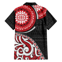 New Zealand Red Maori Koru Simple Style Family Matching Off Shoulder Short Dress and Hawaiian Shirt