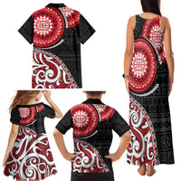 New Zealand Red Maori Koru Simple Style Family Matching Tank Maxi Dress and Hawaiian Shirt