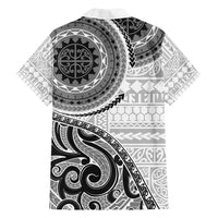 New Zealand White Maori Koru Simple Style Family Matching Long Sleeve Bodycon Dress and Hawaiian Shirt LT05 - Polynesian Pride