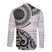 New Zealand White Maori Koru Simple Style Family Matching Puletasi and Hawaiian Shirt LT05 - Polynesian Pride