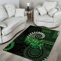 New Zealand Maori Koru Fern Area Rug Spiral Polynesian Style Green