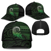 New Zealand Maori Koru Fern Baseball Net Cap Spiral Polynesian Style Green - Polynesian Pride