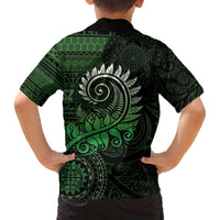 New Zealand Maori Koru Fern Family Matching Puletasi and Hawaiian Shirt Spiral Polynesian Style Green LT05 - Polynesian Pride