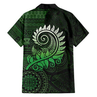 New Zealand Maori Koru Fern Family Matching Short Sleeve Bodycon Dress and Hawaiian Shirt Spiral Polynesian Style Green LT05 - Polynesian Pride