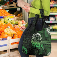 New Zealand Maori Koru Fern Grocery Bag Spiral Polynesian Style Green