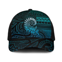 New Zealand Maori Koru Fern Baseball Net Cap Spiral Polynesian Style Aqua Gradient - Polynesian Pride
