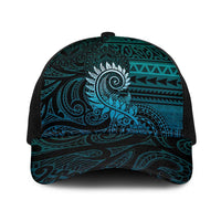 New Zealand Maori Koru Fern Baseball Net Cap Spiral Polynesian Style Aqua Gradient - Polynesian Pride