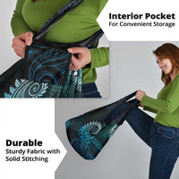New Zealand Maori Koru Fern Grocery Bag Spiral Polynesian Style Aqua Gradient