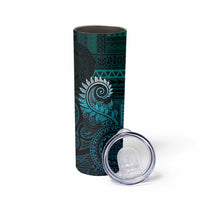 New Zealand Maori Koru Fern Skinny Tumbler Spiral Polynesian Style Aqua Gradient