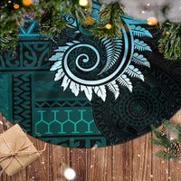 New Zealand Maori Koru Fern Tree Skirt Spiral Polynesian Style Aqua Gradient